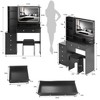 NicBex 29"/37"/41" Vanity Desk with Padded Stool,Makeup Vanity Set with Brightness Adjust LED Mirror,Vanity Table for Bedroom,Black - 3 of 4