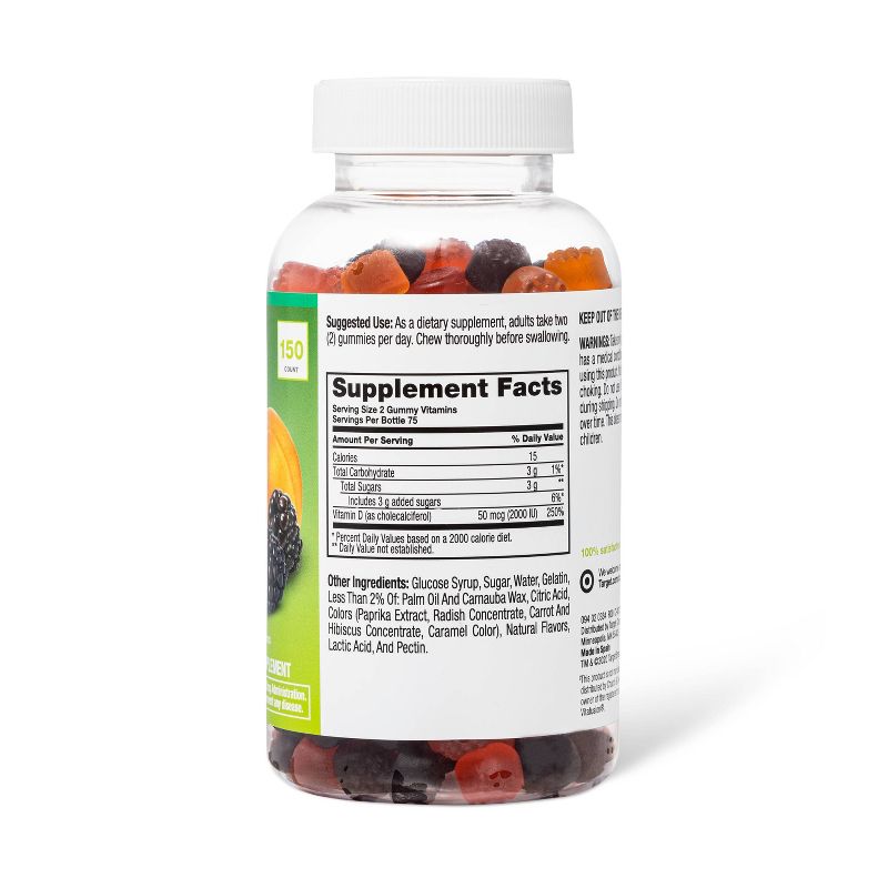 Adult Vitamin D Gummies - Fruit Flavors - 150ct - up &#38; up&#8482;, 3 of 5