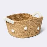 Braided Water Hyacinth with Tufted Embroidery Square Storage Basket - Cloud Island™