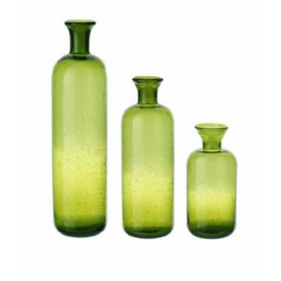 Raz Imports Set of 3 Translucent Glass Table Top Bottle Bud Vases 16.5" - Green