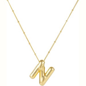 Personalized Balloon Letter Necklace 14K Gold Plated Alphabet Jewelry - 1 of 4