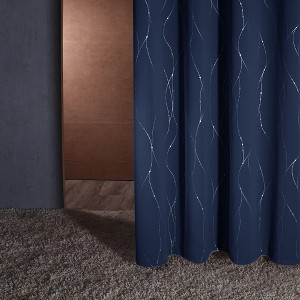 Deconovo Silver Line & Dots Blackout Curtains, 2 Panels (38” W) - 1 of 4