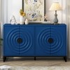 Four-Door Sideboard with Water Wave Design, Rubberwood Veneer, Iron Legs & Adjustable Shelves for Living Room, Entryway, and Study - 2 of 4