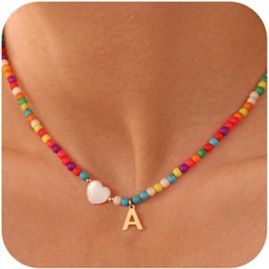 Colorful Initial Beaded Necklace – Trendy Choker for Girls & Teens, Personalized Letter Jewelry Gift - 1 of 4