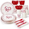 215Pcs Party Supplies Tableware Set Serve 25, Disposable Paper Plates and Napkins for Engagements, Anniversary, Holiday, Birthday - 3 of 4
