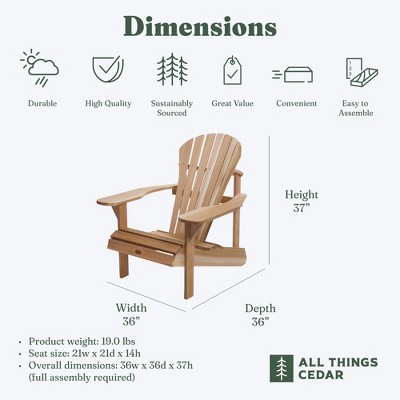 Ergonomic Western Red Cedar Adirondack Chair with Wide Arm Paddles