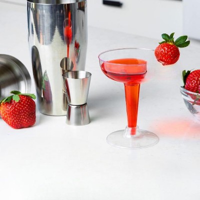 Clear Disposable Plastic Stemmed Wine Glasses - 10 oz, Set of 24