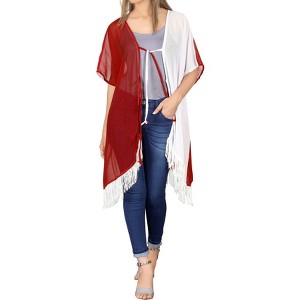 LA LEELA Women's Summer Vacation Beachwear Mini Bathing Suit Open Front Boyfriend Holiday Swimwear Coverups Duster Cardigan - 1 of 4