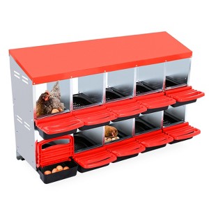 Chicken Nesting Box, 8 Hole Chicken Laying Box with Chicken Perch, Heavy Duty Metal Roll Away Nest Box for Chicken Coop Hens - 1 of 4