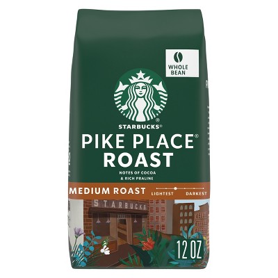 Starbucks Pike Place Roast Medium Roast Whole Bean Coffee - 12oz: Arabica Beans, Latin America