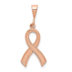 Black Bow Jewelry 14k Rose Gold Polished and Satin Awareness Ribbon Pendant - 1 of 4