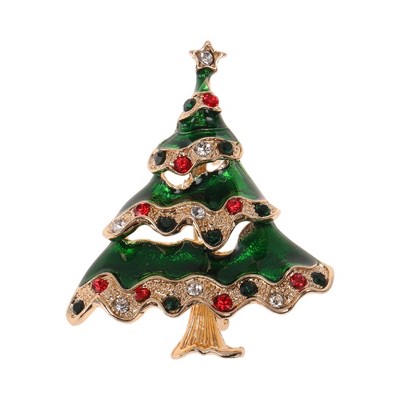 Unique Bargains Christmas Brooches YNCP1323 Christmas Tree Alloy Dripping Wax Green 1.57"x1.89" 1 Pc
