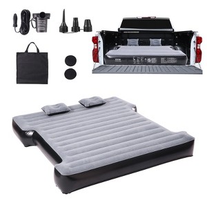 VEVOR Truck Bed Air Mattress,for 5.5-5.8 ft Full Size Short Truck Beds,Inflatable Air Mattress Camping Bed with 12V Air Pump 2 Pillows,Carry Bag,Gray - 1 of 4
