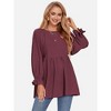 EXLURA Womens Long Sleeve Blouses Swiss Dot Babydoll Loose Fit Maternity Top 2025 Spring Fall Tunic Shirts Dressy Casual Tops White - 2 of 4
