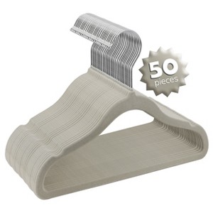 Elama Home 50 Piece Kids Non-Slip Velvet Cloths Hangers with Notched Shoulders - 1 of 4