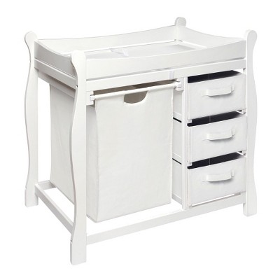 Badger Basket Changing Table with Hamper and Baskets - White