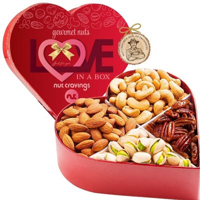 Gourmet Nuts Gift Basket in Heart-Shaped Box - Perfect Gift for Lovers