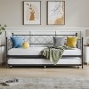 Twin Daybed with Trundle, Pull Out Day Bed with Steel Slat Support Headboard, Space Saving and Trundle Bed Frame Set for Living Room, Guest Room - 4 of 4