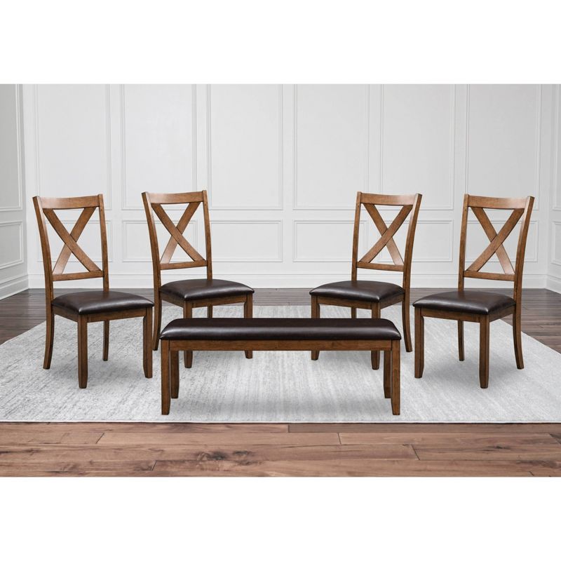 Ramona Dining Seating Set with Set of 4 Wood Dining Chairs and Bench Light Brown - Abbyson Living, 1 of 7
