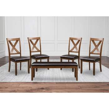 Ramona Dining Seating Set with Set of 4 Wood Dining Chairs and Bench Light Brown - Abbyson Living