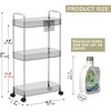 Hachikiko 3 Tier Acrylic Rolling Storage Cart - Clear Bathroom Organizer with 4 Extension Poles,Transparent Utility Cart with Wheels - 3 of 4