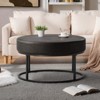 Bekrvio 4.5" Round Ottoman Coffee Table, Chenille Fabric Upholstered Footrest, Modern Accent Table with Metal Legs & Adjustable Feet for Living Room - 3 of 4