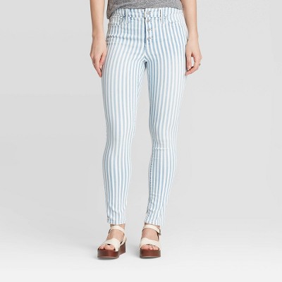 striped high rise jeans