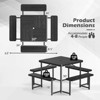 Costway Picnic Table Bench Set for 4-8 People with Umbrella Hole All-Weather HDPE Tabletop Black/Gray/Green/White - 3 of 4