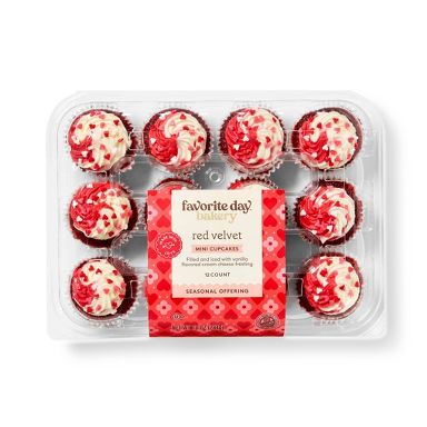 Valentine's Red Velvet Filled Mini Cupcakes - 10oz/12ct- Favorite Day™