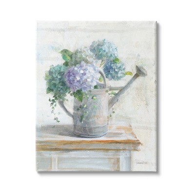 Stupell Industries Blue Hydrangeas in Watering Can Soft Floral Painting