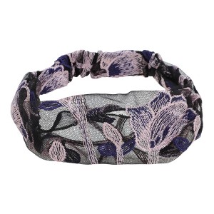 Unique Bargains Women's Flowers Lace Wide Headband 1 Pc - 1 of 4