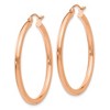 Black Bow Jewelry 2.5mm, 14k Rose Gold Polished Round Hoop Earrings, 35mm (1 3/8 Inch) - 2 of 4