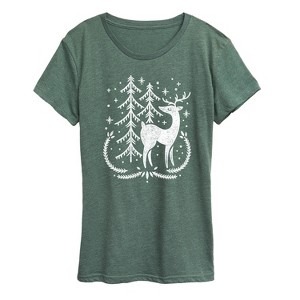 Women's - Instant Message - Scandinavian Winter Deer Short Sleeve Graphic T-Shirt - 1 of 4