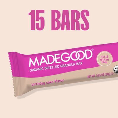 MadeGood Chocolate Drizzled Birthday Cake Granola Protein Bars Value Pack - 12.75oz/15ct