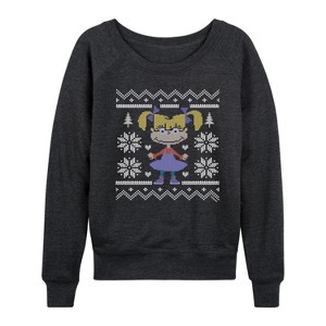 Women's - Rugrats - Angelica Ugly Sweater Lightweight French Terry Wide Neck Long Sleeve Shirt - 1 of 4