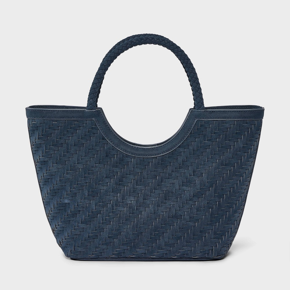Faux Nubuck Mini Woven Tote Bag - A New Day™ Blue