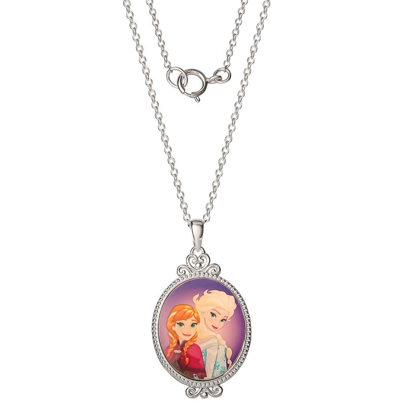 Disney Womens Frozen II Silver Plated Frozen Necklace with Elsa and Anna Pendant Jewelry - Frozen Jewelry, 18'', 3 of 6