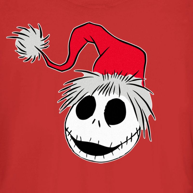 Juniors Womens The Nightmare Before Christmas Jack Santa Hat T-Shirt, 2 of 5