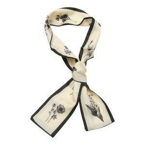 Unique Bargains Women's Flower Long Ribbon Headband Black Beige 1 Pc - 1 of 4