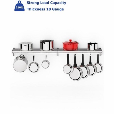 Stainless Steel Wall Mount Kitchen Rack with S Hooks