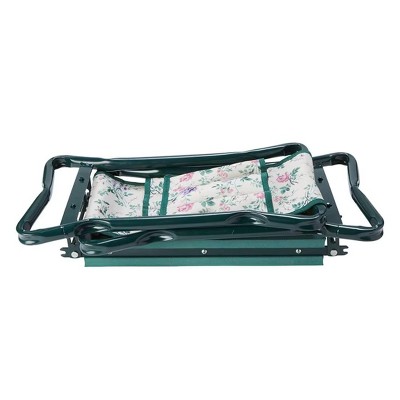 Floral Green Steel Garden Planting Bench with Tool Organizer