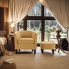 Syemin Velvet Accent Chair Set of 2, One Chair, One Ottoman, Modern Bucket Chair Armchair Living Room, Bedroom, Black, 27"*24.6"*24.8" Yellow, - 3 of 4