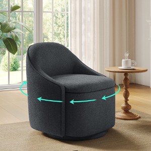 Chenille Barrel Chair with Storage, Comfy 360° Swivel Accent Armchair for Living Room, Bedroom - 1 of 4