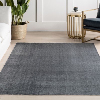 Gray Solid Machine Washable Rectangular Area Rug