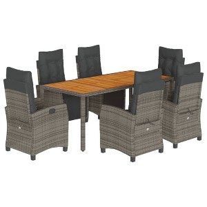 vidaXL Patio Dining Set with Cushions Outdoor Garden Furniture Poly Rattan - 74.8" Table Length Gray 6 Pieces - 1 of 4