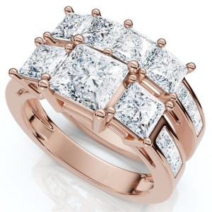 Pompeii3 3 1/2Ct Princess Cut Diamond Engagement Ring Set 14k Gold or Platinum Lab Created - 1 of 4