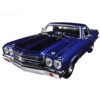 1970 Chevrolet El Camino SS 396 Dark Blue Metallic with Black Stripes 1/24 Diecast Model Car by Motormax - 2 of 3