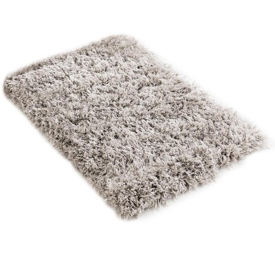 Ash Gray High Pile Shag Synthetic Area Rug 4' x 6'