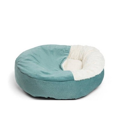 Small Aqua Blue Cozy Cuddler Pet Bed with Bolstered Walls
