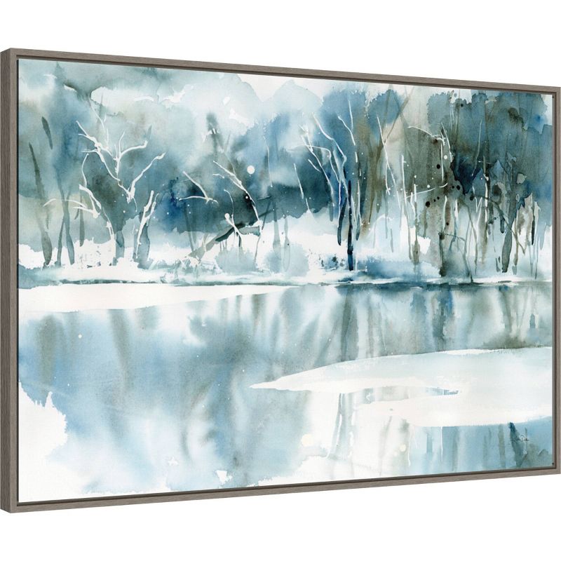 33&#34; x 22&#34; Blue Tree Reflections by Katrina Pete Framed Canvas Wall Art Gray Wash - Amanti Art, 3 of 11